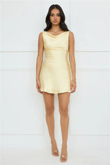 Lily Luxe Satin Mini Dress Yellow