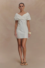 Pascale Off Shoulder Denim Mini Dress - White