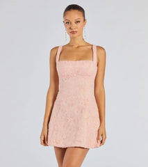 Clarice Sequin Beaded Lace A-Line Mini Dress