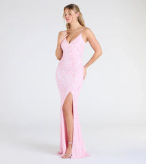 Tarna Lace-Up Bead Sequin Mermaid Formal Dress