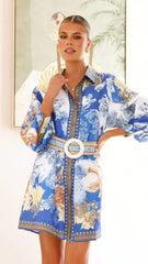 Annika Long Sleeve Mini Dress - Blue Doll