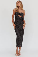 Calia Rose Accent Sequin Midi Dress Black