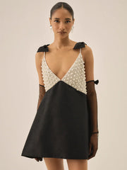 Pearly Bow Mini Dress